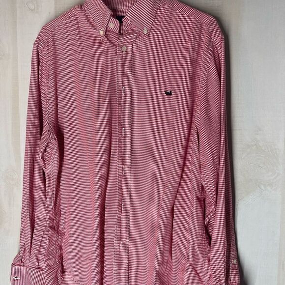 Southern Marsh red and white checked long sleeve button front shirt,‎ size large - Picture 2 of 8